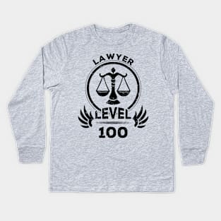 Level 100 Lawyer Gift For Lawyer Kids Long Sleeve T-Shirt